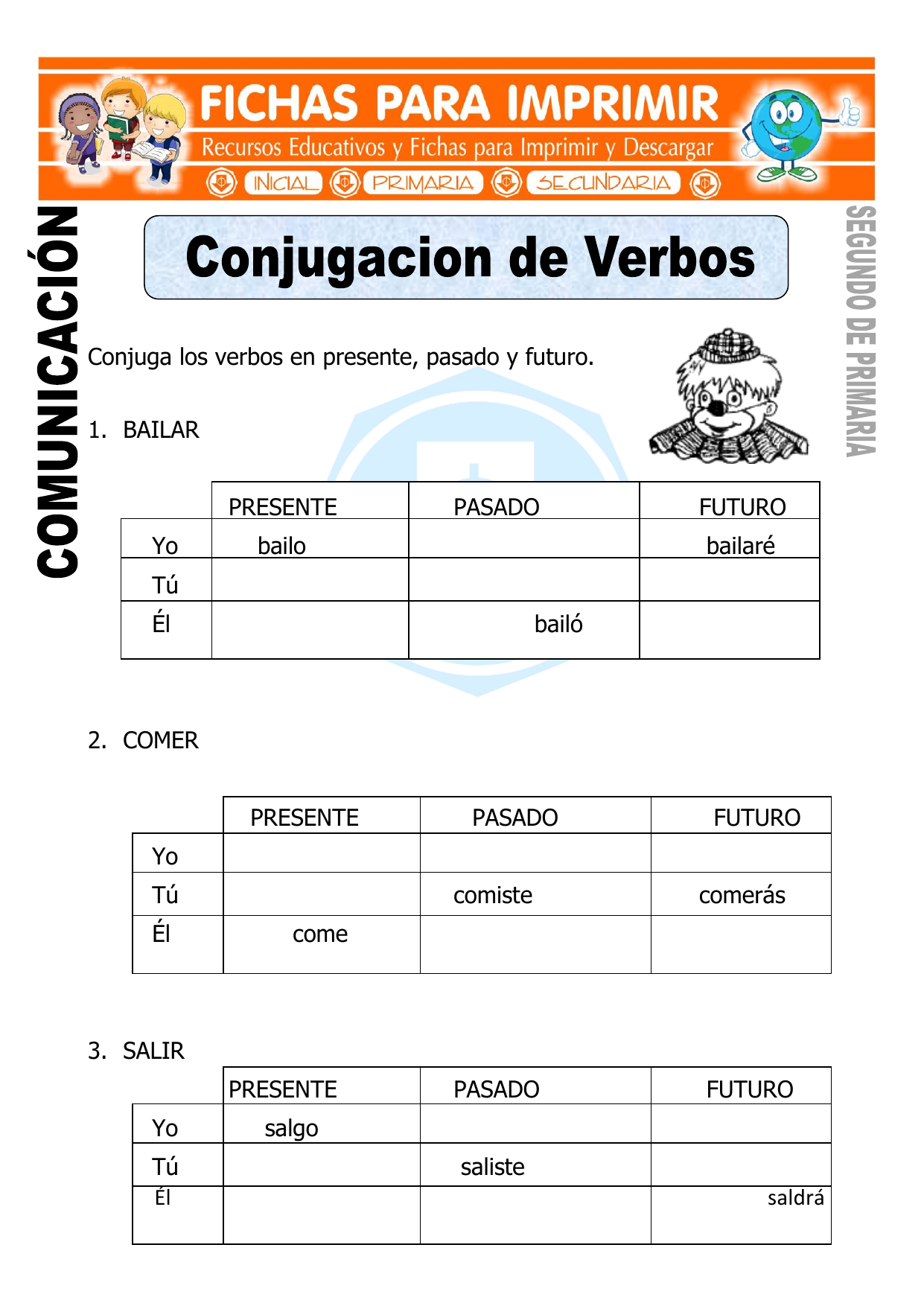 Conjugacion De Verbos Worksheet