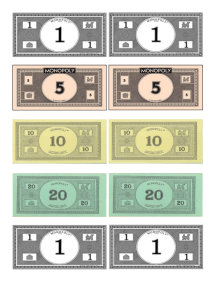 billetes dobles de 1 a 20
