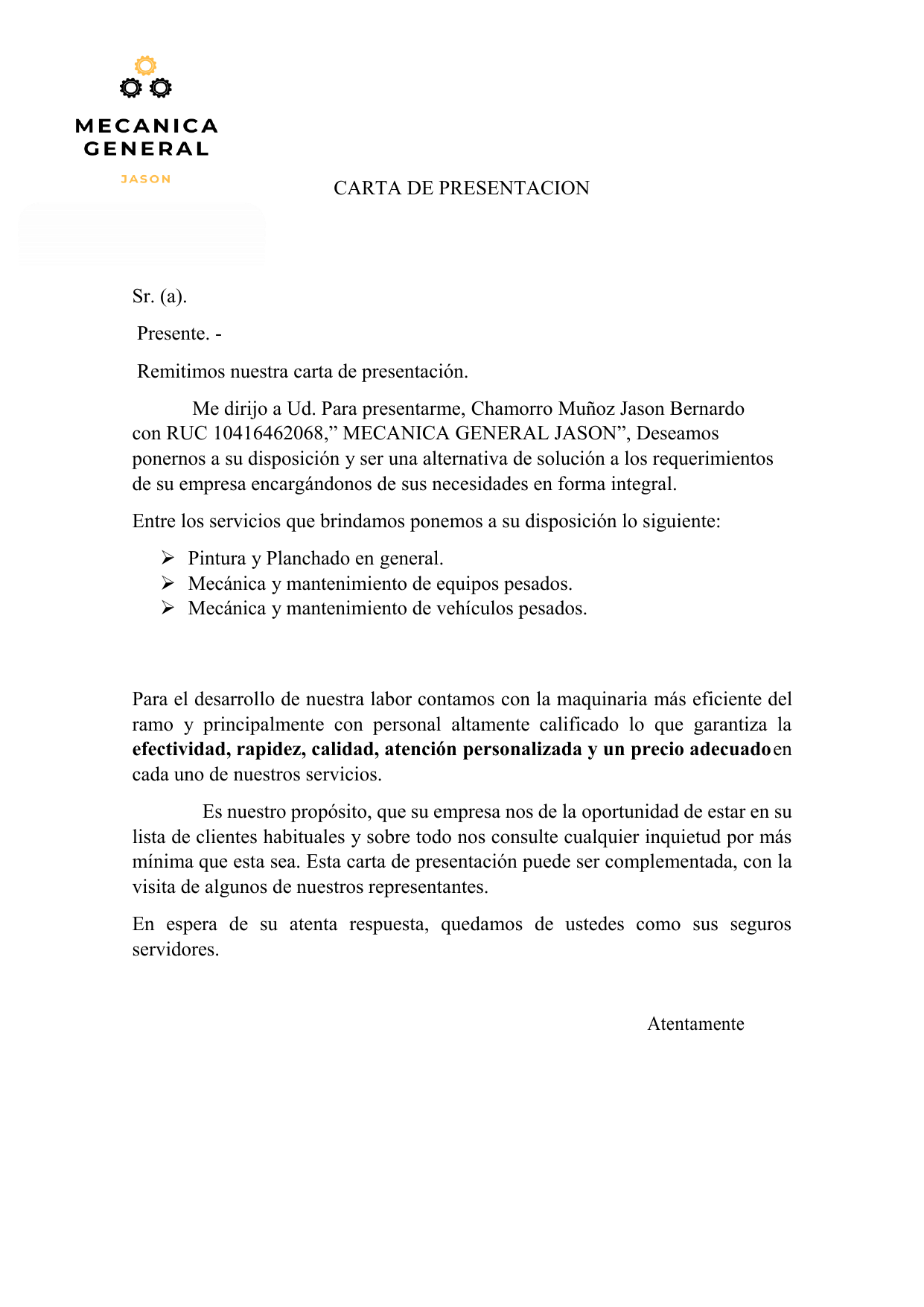 Compartir 49 Imagen Carta De Presentacion De Una Empresa De Servicios De Pintura 5568