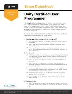 Unity Exam Objectives - Programmer 0820