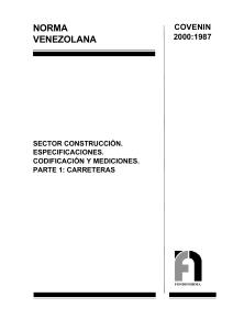 2000-1-1987 Norma Covenin Codificacion y Mediciones, Parte I, Carreteras