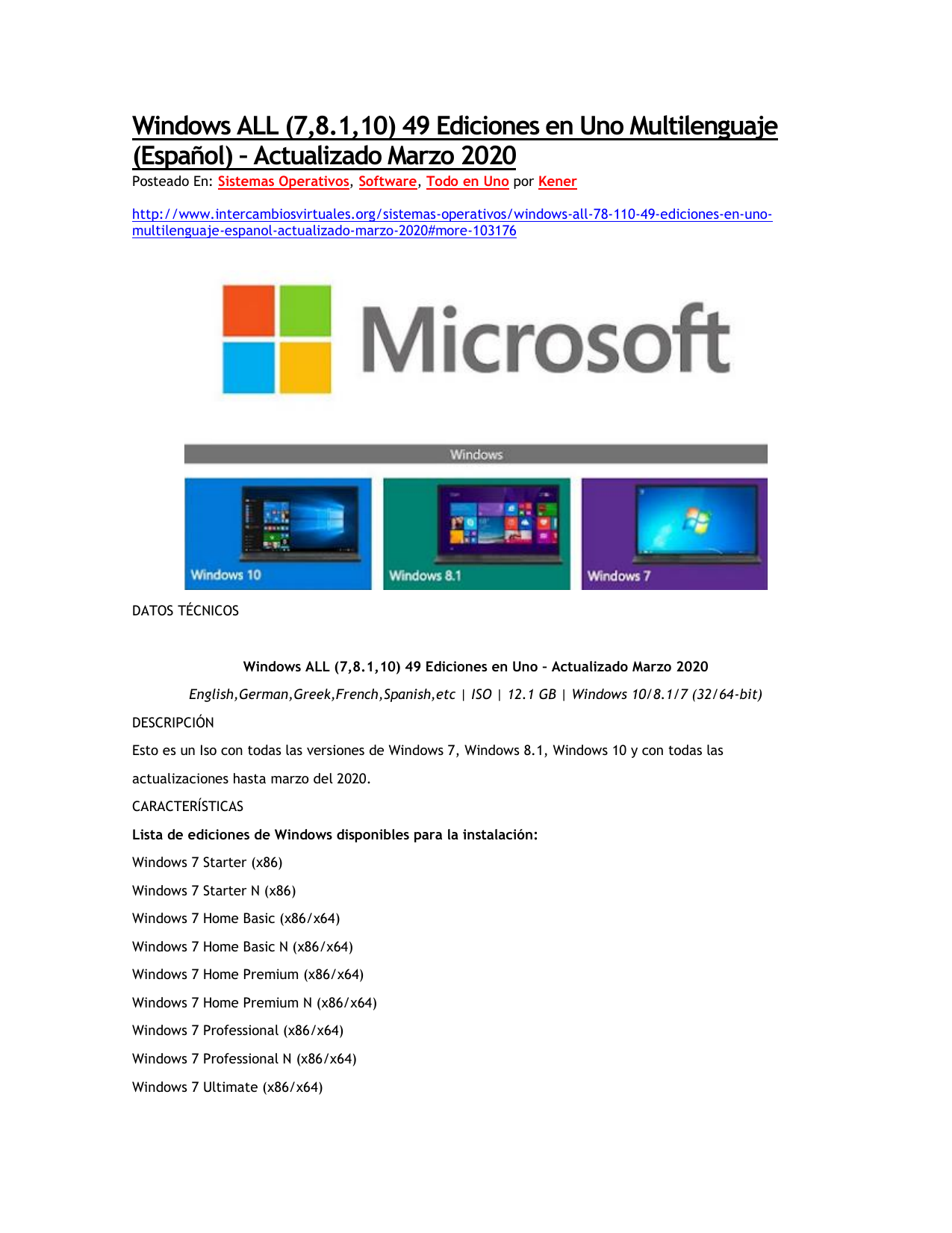 Windows 7 Todas las Versiones (AIO) Final Multilenguaje 