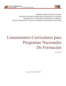 lineamientos 2.0 de creación de los PNF en Venezuela