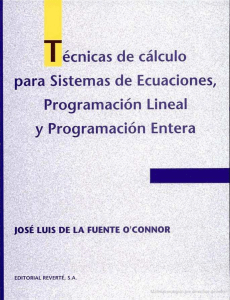 Técnicas de cálculo para sistemas de ecuaciones, programación lineal y programación entera, Tercera EdiciÃ³n  