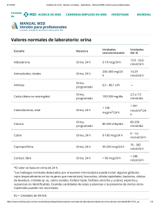 Análisis de orina Valores normales