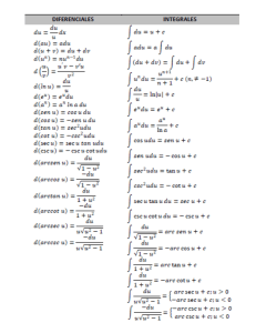 Formulario de Diferenciales e integrales