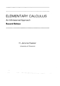 Elementary Calculus - H J keisler