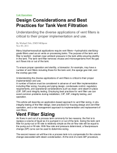 Design Considerations and Best Practices for Tank Vent Filtration