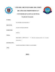 RESUMEN CAPITULOS 1 – 5 Metodos fundamentales de economía matemática