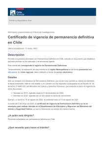 Certificado de vigencia de permanencia definitiva en Chile