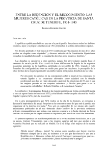 ENTRE LA REDENSIÓN Y EL RECOGIMIENTO: LAS MUJERES CATÓLICAS EN LA PROVINCIA DE SANTA CRUZ DE TENERIFE, 1931-1945.