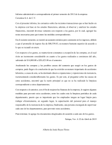 Informe administrativo correspondiente al primer semestre de 2012 de la empresa Cerealesa S