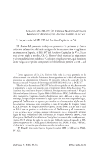 COLACIÓN DEL MS. 197 (P. VERGILII MARONIS BUCOLICA GEORGICON AENEIDOS) DEL ARCHIVO CAPITULAR DE VIC