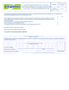 Certificacion entrega carta de derechos y deberes del afiliado y carta de desempeño.