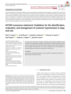 ACVIM consensus statement Guidelines for the identification,evaluation, and management of systemic hyper tension in dogs and cats