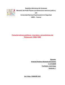 caracteristicas politicas, sociales y economicas de venezuela 1840-1940