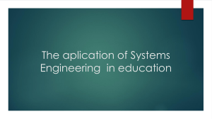 The aplication of Systems Engineering  in education