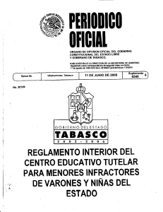 reglamento interior del centro tutelar para menores infractores de varones y niñas del estado