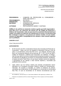 Resolucion 1879-2014 INDECOPI Discriminacion Bares y Cantinas