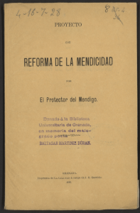 La reforma de la mendicidad  1886 El Protector del Mendigo