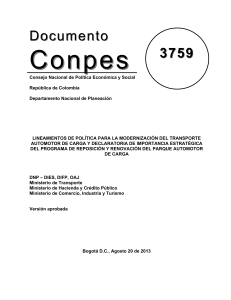 CONPES 3759 Modernización Transporte Automotor de Carga