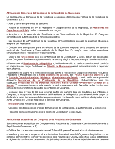Atribuciones Generales del Congreso de la República de Guatemala