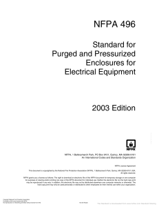 NFPA 496-2003 Purged and Pressurized Enclosures for Electrical Equipment