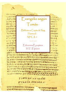 · Evangelio según Tomás · Biblioteca Copta de Nag Hammadi (NHC II, 2) · H.T.Elpizein · Ediciones Epopteia ·