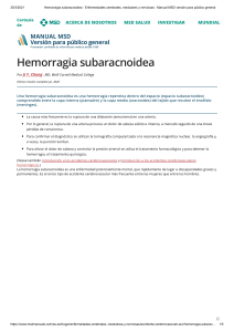Hemorragia subaracnoidea - Enfermedades cerebrales, medulares y nerviosas - Manual MSD versión para público general