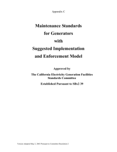 Maintenance Standards for generators