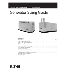 Generator Sizing Guide, EATON
