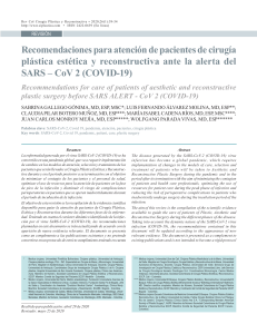 recomendaciones para atención de pacientes de qx estetica en pandemia se sars-cov2 
