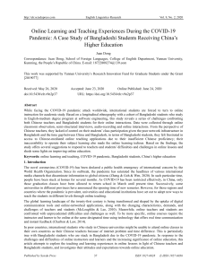 Online Learning and Teaching Experiences During the COVID-19 Pandemic  A Bangladesh Case Study