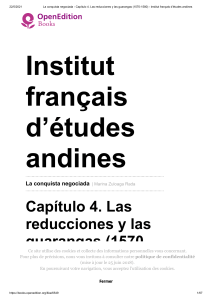 La conquista negociada - Capítulo 4. Las reducciones y las guarangas (1570-1580) - Institut français d’études andines