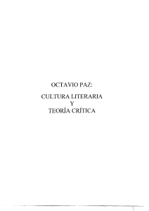 Octavio Paz Cultur Literaria y Teoria Critica