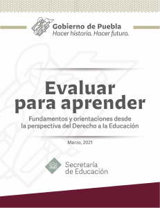 Evaluar para aprender. Secretaría de Educación del Estado de Puebla Marzo 2021
