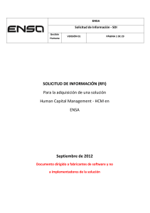SOLICITUD DE INFORMACIÓN (RFI) Para la adquisición de una solución Human Capital Management - HCM en ENSA