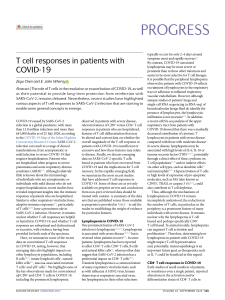 T cell responses in patients with %0D%0ACOVID-19