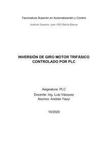 INVERSION DE GIRO MOTOR TRIFÁSICO CONTROLADO POR PLC - www.andresyaz.com.ar