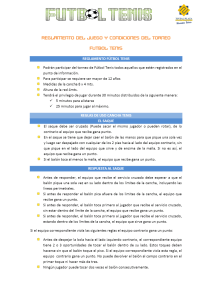 REGLAMENTO DEL JUEGO y condiciones del torneo Futbol tenis