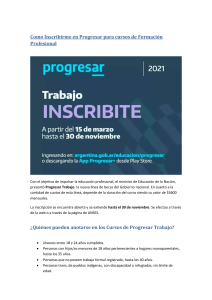  Inscribirme Progresar para cursos de Formación Profesional