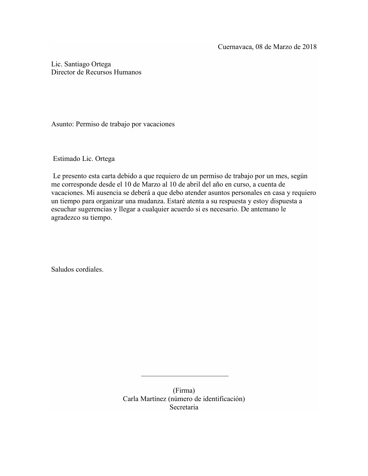 4 6 Modelo De Carta De Solicitud De Permiso 43 Modelo 1 Ejemplo De 2757