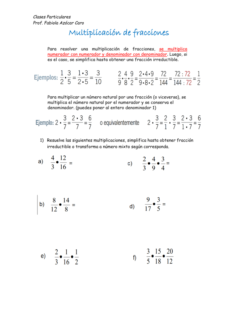 Multiplicación De Fracciones 8003