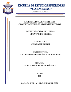 Cuentas de Orden-----Contabiliidad 2 Juan Carlos Suarez Mendez