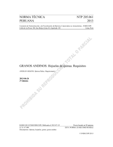 NTP N° 205.061-2013 Granos andinos Hojuela de quinua. requisitos