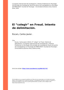 Escars, Carlos Javier (2010). El colegir en Freud. Intento de delimitacion