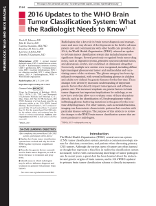 2016 Updates to the WHO Brain Tumor Classification System What the Radiologist Needs to Know