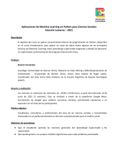 Aplicaciones de ML en Python para CCSS, Ramiro Fernández - JUN.21 - Estación Lastarria