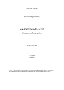 Gadamer. La dialéctica de Hegel