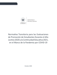 NORMATIVA TRANSITORIA COVID 19, MINISTERIO DE EDUCACIÓN DE EL SALVADOR